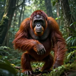 scene from videogame, orangutan in the rainforest