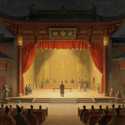 portrait cinema theater in ancient china, artwork by gaston bussiere, craig mullins, trending on artstation - n 6
