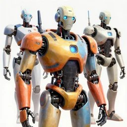 concept art of robots, hyper realistic, detailed, vibrant color, digital art, coherent, portrait,