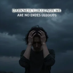 darkness surrounds me, head in dark clouds, headache, no way out, stuck in a loop, endless suffering