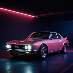 designed by giorgetto giugiaro 1 9 7 7 audi rs 8, thick neon lights, ektachrome photograph, volumetric lighting, f 8 aperture, cinematic eastman 5 3 8 4 film