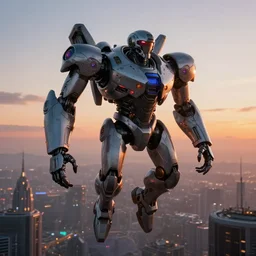 SDF-1 from Robotech floating above a futuristic city, dawn setting, cinematic, atmospheric lighting, highly detailed, hdr, 4k, photo realistic