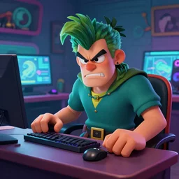 angry scottish console gamer, detailed, colorful, 4 k, by jack davis