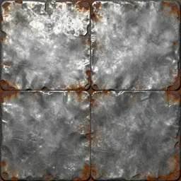 tileable texture , damaged alumiunium, surface imperfections, grunge, dirt ,rust, oxydation, reaction, super detailed texture, octane, amazing details, dynamic light , substance designer render, zbrush sculpt, ,scratches , stains, spilled oil, gasoline, realistic,diffraction diffusion ,