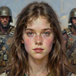 portrait of a young 1 9 8 0 s shelley duvall ( from the shining ) as an evil warlord character in mad max 2 : the road warrior, film still, detailed realistic face in painting, detailed beautiful portrait, oil painting masterpiece, 8 k resolution, smooth, sharp focus, trending on artstation, by rembrandt