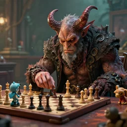 by artgerm and agostino arrivabene, visually stunning, cinematic, ultra realistic, hyper realism, epic, octane render, unreal engine, vfx, maya, a old regular of park chess tournaments, murloc tinyfin, dread infernal, wee whelp, battle ram