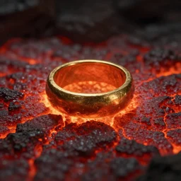film still of gold ring in lava in lord of the rings
