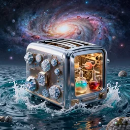 atlantis sinking into the ocean, little planet, an odyssey beyond reality, cinematic, hyper realism, high detail, octane render, unreal engine, 8 k, vibrant color, from the spirals of galaxies to the hexagonal shapes of snow crystals!, futuristic toaster with complex circuitry, potions for the modern adventurer, by andrea chiampo and chet zar