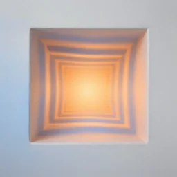 hyperrealistic rendering on very beautiful white wall with beautiful contrast of light and shadow, orange to blue gradient luminescence, professional foto, front elevation, optical illusion, close - up, in focus