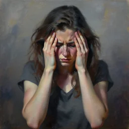 migraine. expressionist oil painting.