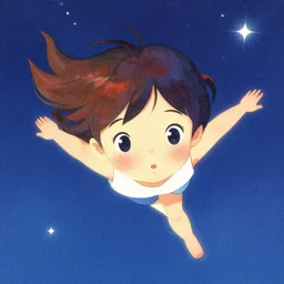 portrait of a young girl drifting away in space view from a distance, colorful, cute face by ilya kuvshinov, yoshinari yoh, mai yoneyama, dynamic pose, ( kyoani ), rounded eyes, illustration, anime poster, mads berg, textured, shading