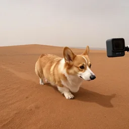 corgi walking on the surface of mars, gopro shot, 4k
