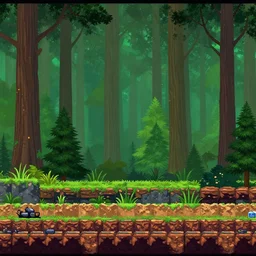 a detailed peter elson forest background screen from platformer game