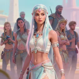 dynamic medium shot painted portrait, maya ali as horizon zero dawn sorceress, pastel colours, octane render, unreal engine, matte painting concept art, fanart artstation by jesper ejsing and rhads and lois van baarle and ilya kuvshinov and rossdraws