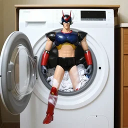 mazinger z washing his clothes
