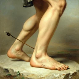 achilles with an arrow in his ankles
