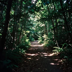 award-winning photo of a shaded forest path, volumetric lighting. Kodak Ektar 200. Photo by Carleton Watkins