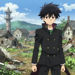 tokyo ghoul and black clover crossover in a ruined villiage