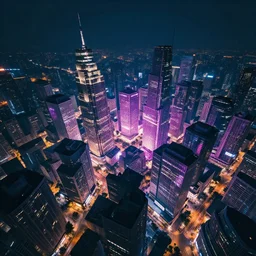 cyberpunk city, four - point perspective
