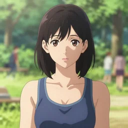 cute girl wearing tank suit, dating in a park, room background | very very anime!!!, fine - face, audrey plaza, realistic shaded perfect face, fine details. anime. realistic shaded lighting poster by ilya kuvshinov katsuhiro otomo ghost, magali villeneuve, artgerm, jeremy lipkin and michael garmash and rob rey