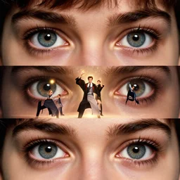 sharp, highly detailed, high quality frame from a 2 0 1 9 sci fi color movie, set in 1 9 5 5 in an alternate universe, mid distant shot of three students practicing magic, at the'school of science and magic ', good lighting, in focus, detailed eyes, live action, award winning lighting, award winning photography