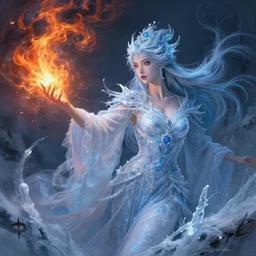 ! dream a freezing sorceress throwing a fire spell, digital painting by thomas karpi artgerm and feng zhu, concept art, surreal, octane rendered, intricate, detailed