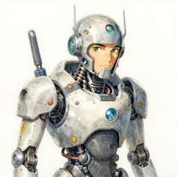 a watercolor painting character portrait of a machine mutant in the style of jean giraud in the style of moebius trending on artstation deviantart pinterest detailed realistic hd 8 k high resolution