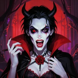 Vampire in Fear and Loathing Wonderland, a new age fantasy portrait by Artgerm, vivid color,