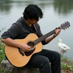 duck playing the guitar