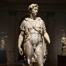 ryan gosling as roman statue, dramatic light, reflective, clear, museum exposition