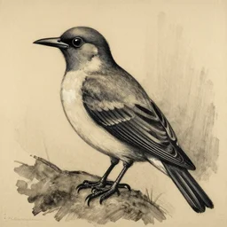 artwork of a bird in the style of william kentridge,