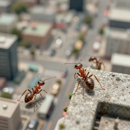 city with ants. photo from above. tilt - shift photography