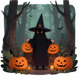 Halloween in forest, trending on artstation, 30mm, by Noah Bradley