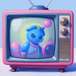 game asset old television, in gouache detailed paintings, props, stylized, 2 d sprites, kitbash, arcane, overwatch, blue and pink color scheme, 8 k, close up