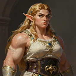 painted portrait of rugged thick very [ roided ] and [ veiny ] beautiful female weightlifter [ princess zelda ], big wide face, long hair, upper body, robe fantasy intricate elegant highly detailed digital painting, artstation, concept art, smooth, atmospheric lighting sharp focus illustration art by craig mullins greg rutkowski