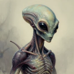hyper realistic drawing of an alien