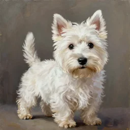 west hightland white terrier, sweet, affectionate, tender, cute, oil painting - n 4