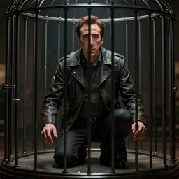 hyperrealistic dslr film still of nicolas cage in a cage, stunning 8 k octane comprehensive 3 d render, inspired by istvan sandorfi & greg rutkowski & unreal engine, perfect symmetry, dim volumetric cinematic lighting, extremely hyper - detailed, extremely lifelike attributes & lifelike texture, intricate, masterpiece, artstation, stunning