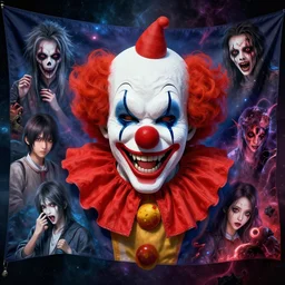 fox news clown flag, scariest horror nightmare by beksinski and junji iyo and horiyoshi iii, digital art, deepdream cosmic, 3 d high definition, trending on artstation, hyper detailed, trending on deviantart, unreal engine
