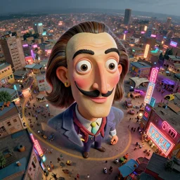3 d vfx - caricature - art of a bustling - neon lit - ajegunle slum in nigeria, unreal engine render, digital illustration, illustration style by mike winkelmann, sharp, intricate detail, volumetric light, ray tracing, soft light, colourful, salvador dali surreal, claymation, drone view, fish eye lens, acrylic, cinestill 8 0 0 t,