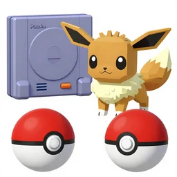 (nintendo 64) ps1 sony playstation 1 demake pokeball resident eevee evil sisters pokeball final low poly CGsociety rendering pokeball