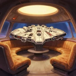 interior of a millennium falcon from star wars, anime style, cozy, drawing, highly detailed