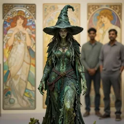 swamp witch, 8 k, depth of field, 3 d, works by artgerm and greg rutkowski, alphonse mucha, huang guangjiang, gil elvgren and sachin tendulkar