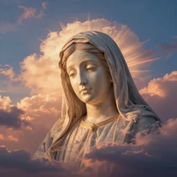 beatuiful sunset clouds made from virgin mary face