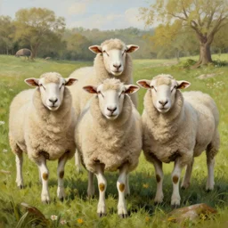 three sheep in a wonderful nature scene, beautiful, intricate, hyper detailed, painting