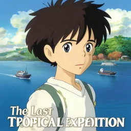 a poster for a film animation called the last tropical expedition, sunny day, blue tropical sea, ships passing by, delicate features finely detailed perfect art, gapmoe yandere grimdark, trending on pixiv fanbox, painted by greg rutkowski makoto shinkai takashi takeuchi studio ghibli