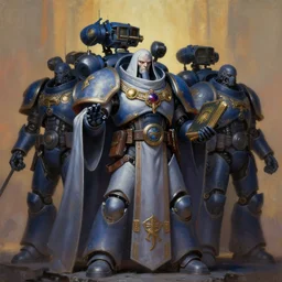 painting of a cloaked tech priest holding a book, adeptus mechanicus!!!, cybernetic enhancements attached to his body, praise the omnissaiah, zdzislaw beksinski, lewis jones, mattias adolfsson, warhammer 4 0 k!!, cold hue's, warm tone gradient background, concept art, digital painting