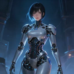 a girl from final fantasy live action, humanoid robot, cables, evocative, mystical night, very very very very detailed, award winning, masterpiece digital painting by greg rutkowski, alex grey, artstation, 4 k wallpaper