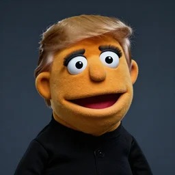 trump muppet, realistic portrait photograph