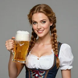 stunning portrait bavarian goddess of beer, realistic, detailed, goddess of beer, digital art, colorful